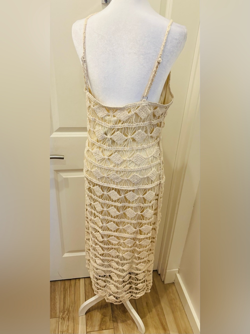 NWT REBELLION Cream Crochet Maxi Dress - Lightweight Summer Cover-Up- L - Picture 2 of 11